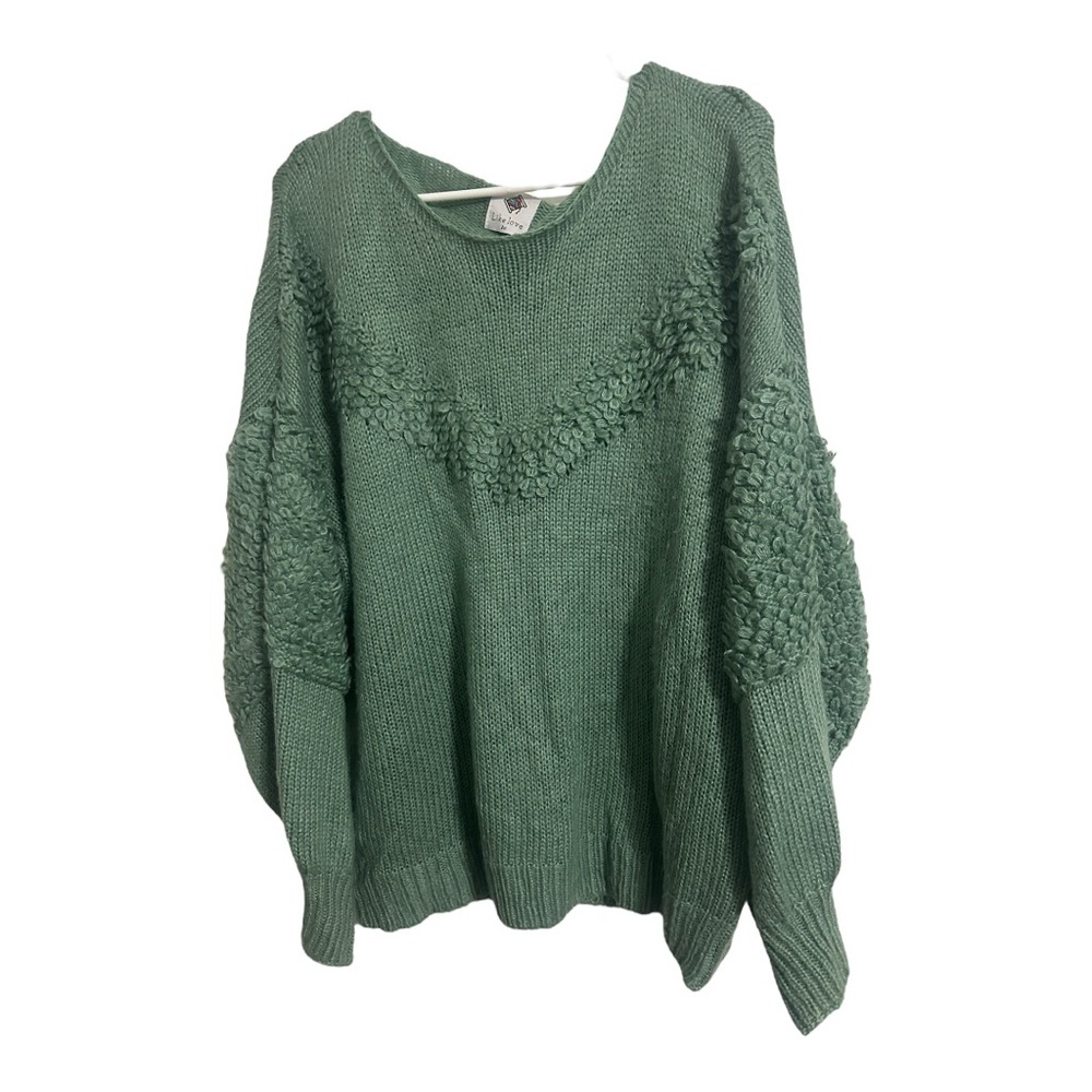 Cozy Textured Crewneck Sweater in Green